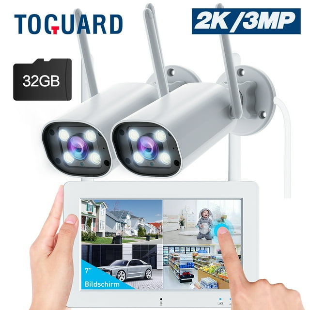 Toguard SC27 2K/3MP CCTV Security Camera System Outdoor with 7" Monitor