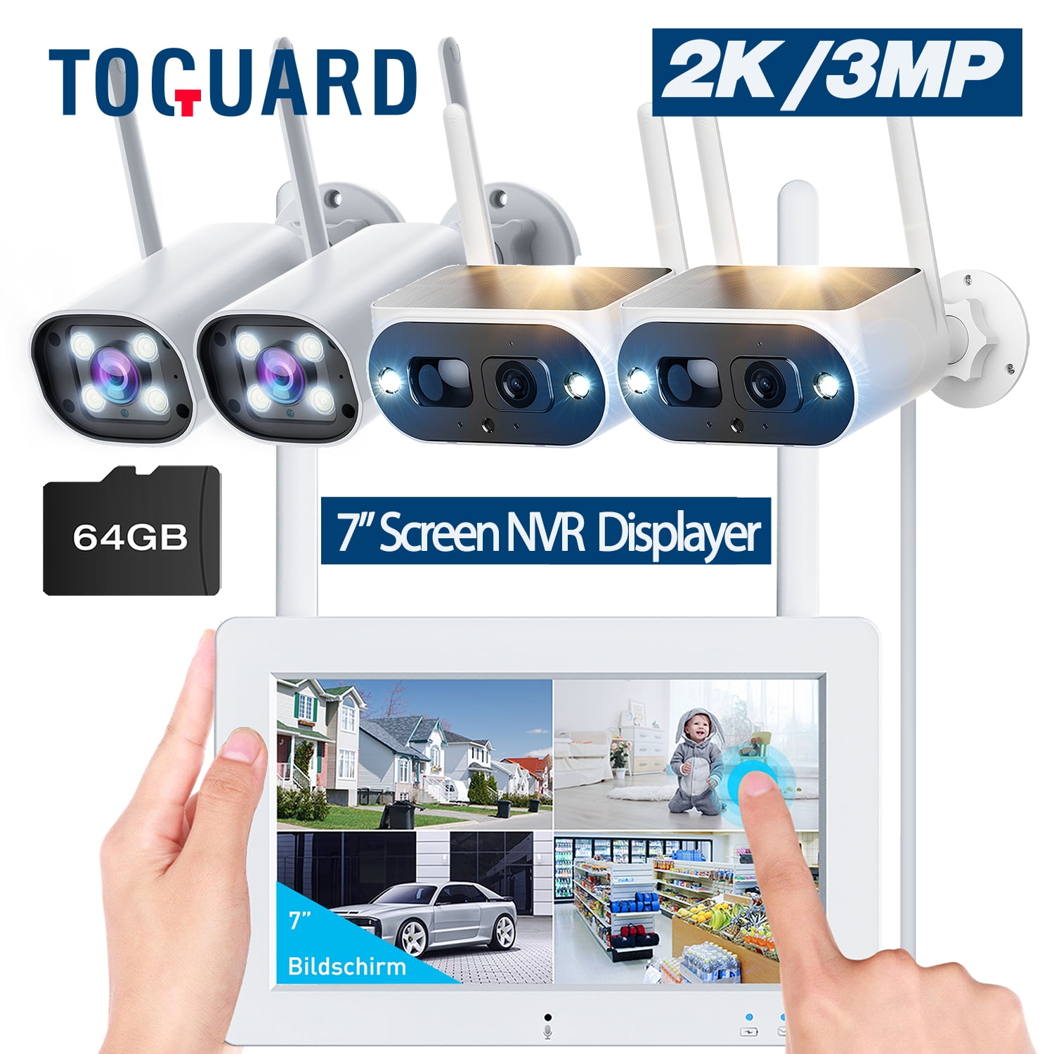 Toguard SC27 SC42 2K/3MP Wired/Solar Security Camera System Outdoor ...