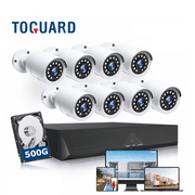 Toguard SC35 8CH CCTV Security Camera System Outdoor with 500GB Hard Drive 8pcs Wired 1080P Bullet Surveillance Cameras HDMI Connector