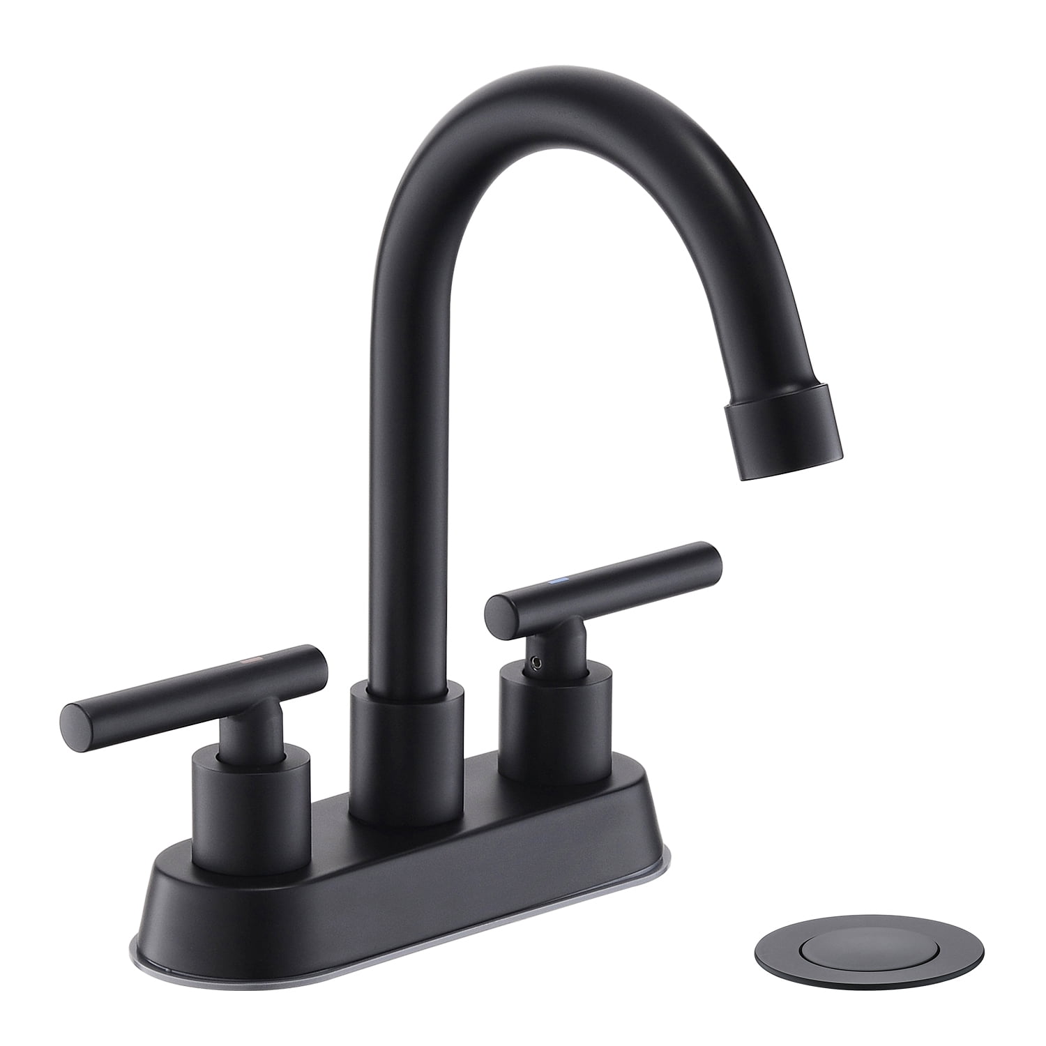 Tohlar Black Bathroom Faucets, 2 Handle Bathroom Sink Faucet, 4-Inch Centerset Bathroom Sink Faucet with Pop Up Drain and Water Supply Lines Bathroom Faucet Black