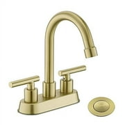 Tohlar Gold Bathroom Faucet, Brushed Gold Bathroom Faucet with 2-Handle Bathroom Sink Faucet 4 Inch Centerset Bathroom Faucets with Pop-up Drain and Supply Lines