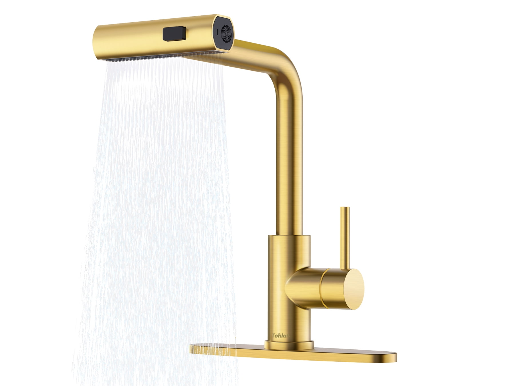Brushed Gold Stainless Steel Pull Down Kitchen Faucet with Spray
