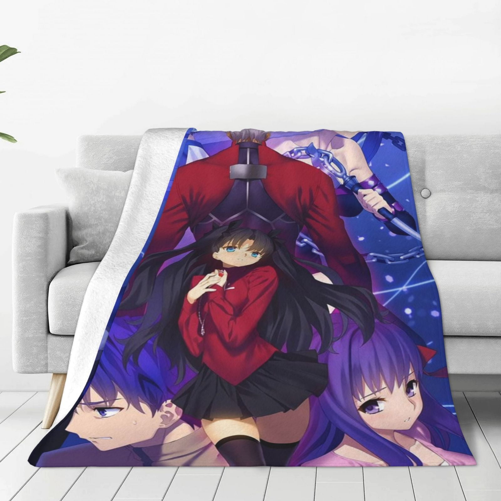 Tohsaka Rin anime Soft Cozy Fleece Throw Blanket Plush Lightweight Warm