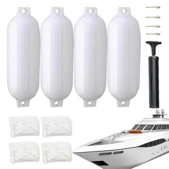 Tohu 10x30in Boat Dock Bumpers 4-Piece Inflatable Fenders with Pump, UV-Resistant PVC for Sail Boats