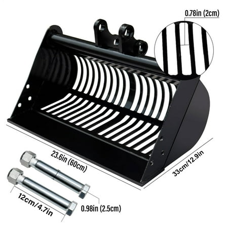 Tohu 23.6" Wide Soil Screening Sieving Bucket, Riddle Bucket Excavator Attachments for Construction