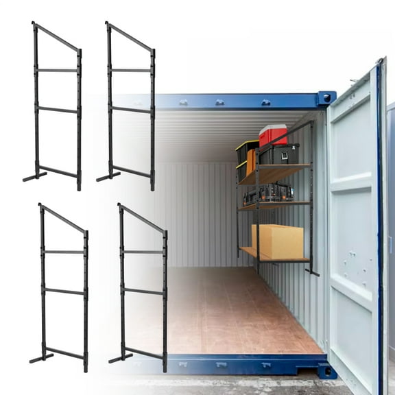 Tohu 3-Tier Shipping Container Shelving System, Carbon Steel 4-Pack, 1100Lbs Load, 59.1in Wide for Cargo Organization