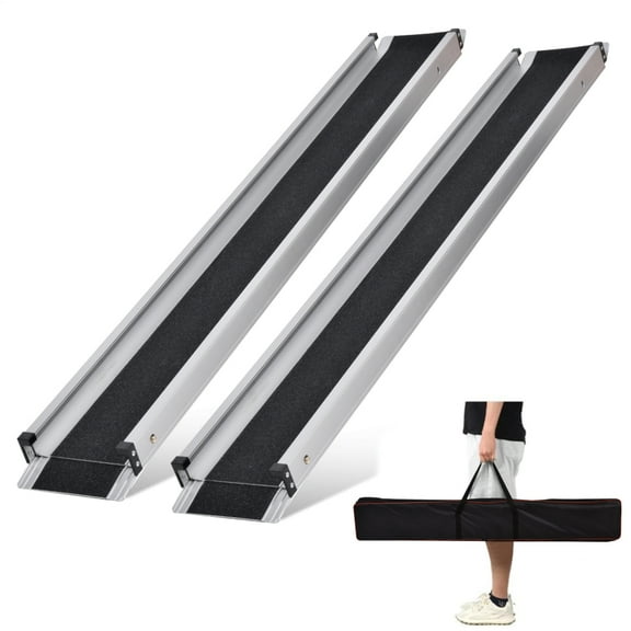 Tohu Anti-Skid Aluminum Telescoping Wheelchair Ramp 8ft, 661LBS Capacity Portable Threshold Ramp for Steps & Stairs