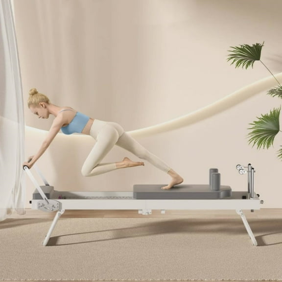 Tohu Foldable Pilates Reformer with 300Lbs Capacity, Adjustable Core Training Bed for Beginners & Pro Workouts