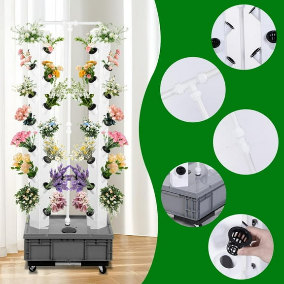 Tohu Space-Saving Hydroponics Plant Towel PVC Nutrient Mist 65"H Vertical Hydroponic Garden Tower