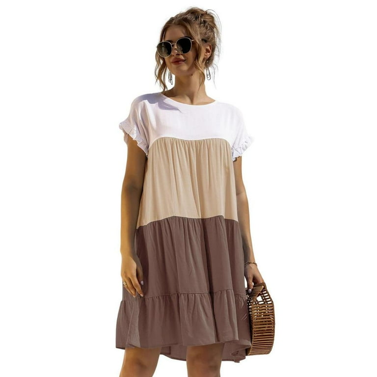 Color Block Ruffle Dress