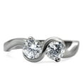 thumbnail image 1 of Toi Et Moi Diamond Ring, Half Bezel Set Diamond Wedding Ring, Two Stone Diamond Ring, Simple Diamond Engagement Ring, 925 Sterling Silver, 2.0 Ct Simulated Diamond, Rings For Her, 1 of 4