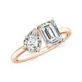 thumbnail image 1 of Toi Et Moi Octagon Cut and Pear-Shaped Diamond Moissanite Engagement Ring in 925 Sterling Silver/ Rose Gold Plated Two Stone Promise Wedding Band Ring April Birthstone Jewelry, Ring Size 6, 1 of 1