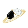 thumbnail image 1 of Rosec Jewels Toi Et Moi Promise Ring for Women, Lab Grown Black Diamond and Moissanite Ring, 14K Yellow Gold, US 9.00, 1 of 8