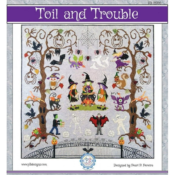 Toil And Trouble Applique Quilt Pattern Set by Pearl P Pereira of P3 Designs