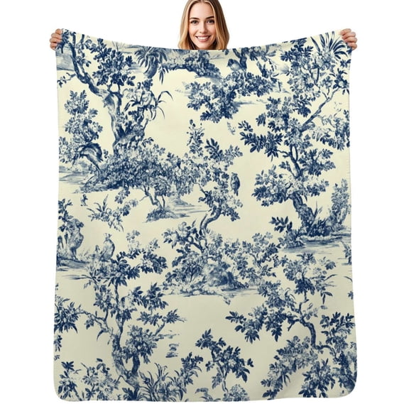 Toile De Jouy Flannel Blanket Warm Soft Bedding Throws Winter Camping Chair Sofa Bed