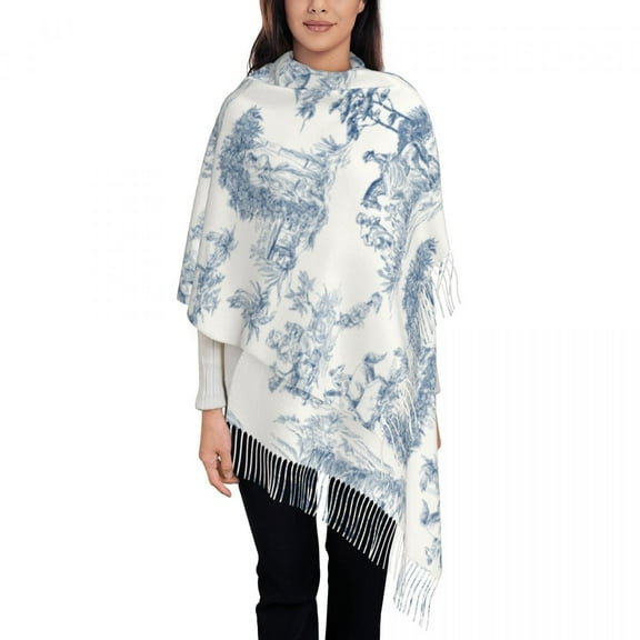 Toile De Jouy Patterns Women's Tassel Shawl Scarf Fashion Scarf