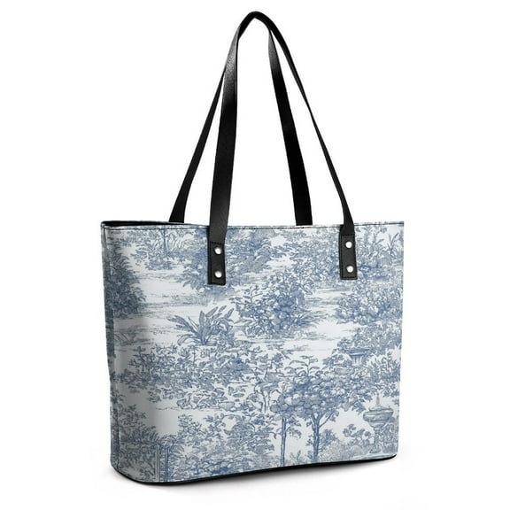 Toile De Jouy Woman Leather Handbags Large Tote Bag Fashion Portable Handbags With Zipper