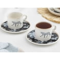 thumbnail image 1 of Toile Panther Bone Porcelain 2 Piece Tea Cup Set 200 ml Dark Blue, 1 of 1