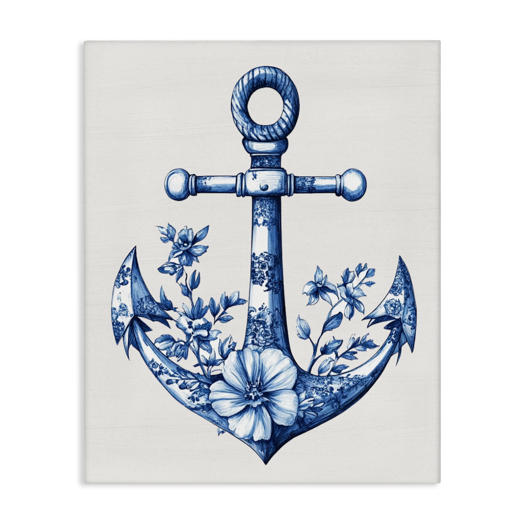 Toile Patterned Anchor Canvas Wall Art, design by Lettered and Lined