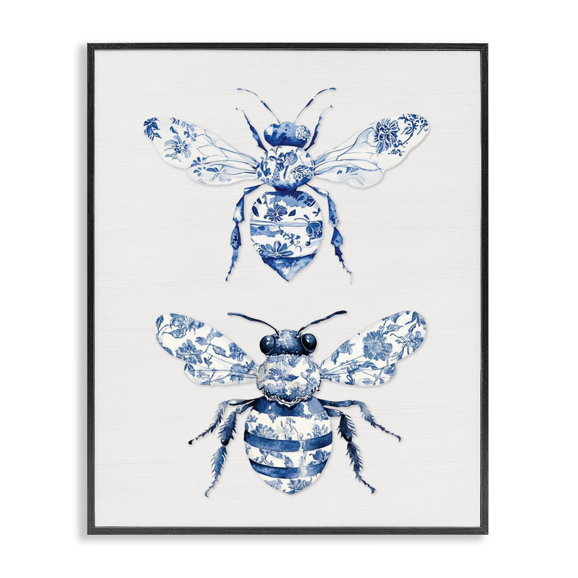 Toile Patterned Bees Black Framed Giclee Art, design by Lettered and Lined