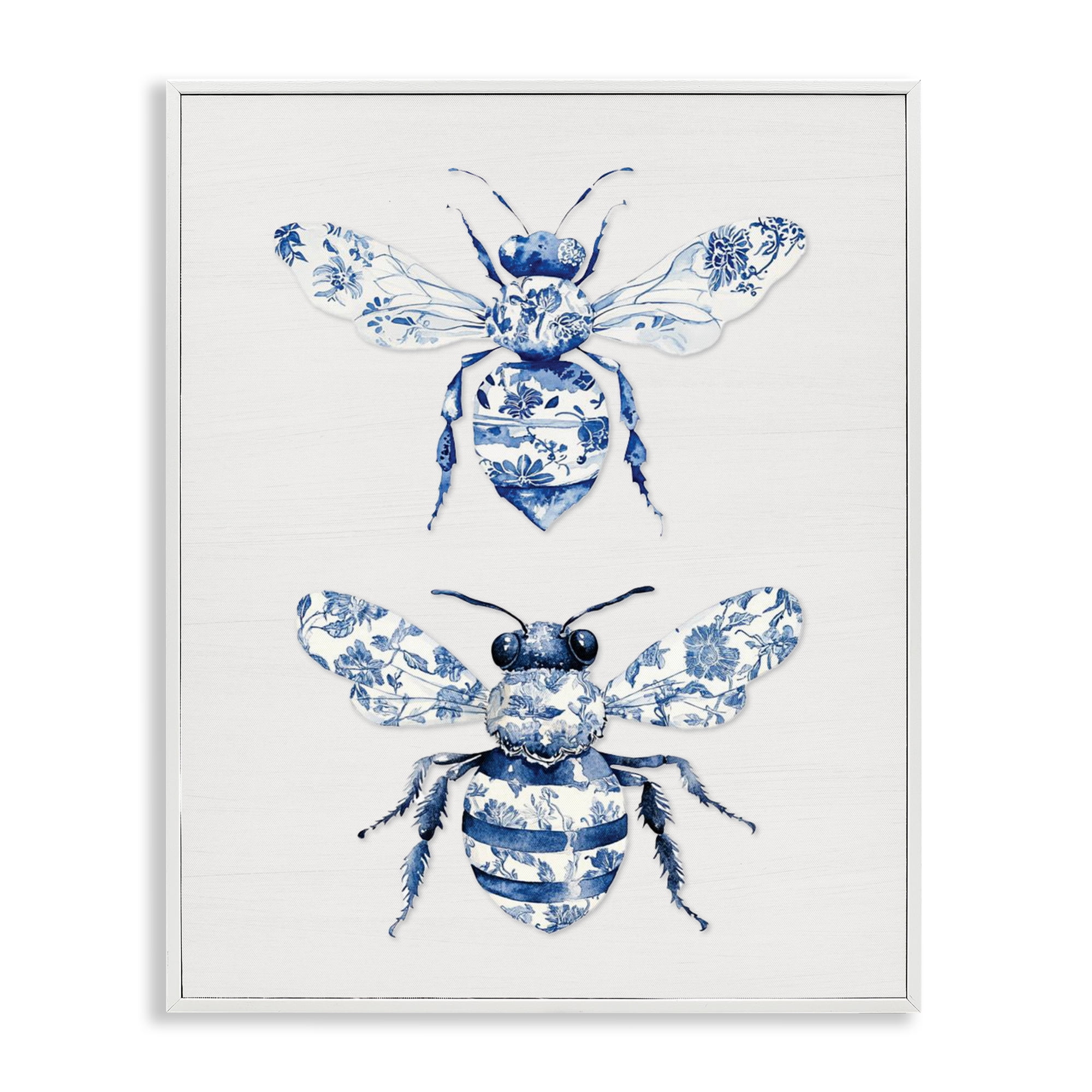 Toile Patterned Bees White Framed Giclee Art, design by Lettered and Lined