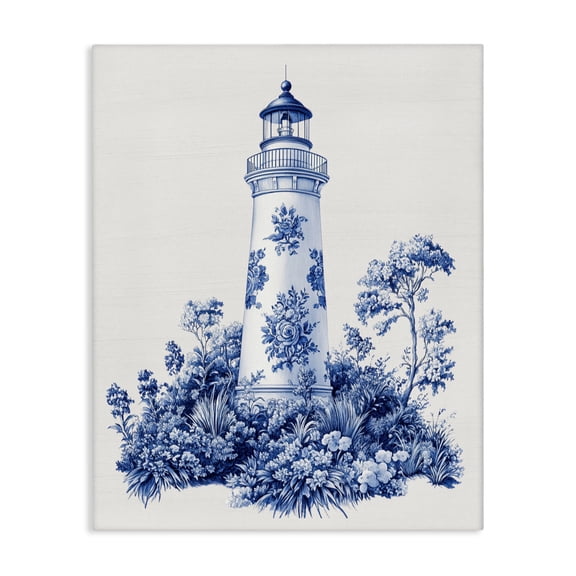 Toile Patterned Lighthouse Canvas Wall Art, design by Lettered and Lined