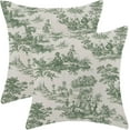 thumbnail image 1 of Toile Pillow Covers 18x18 Inch Set of 2, French Style Outdoor Decorative Throw Pillowcase Vintage Green Toile De Jouy Cushion Cover for Sofa Couch Farmhouse Living Room Bed Decor, 1 of 6