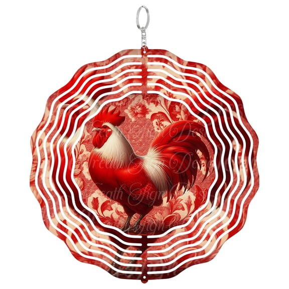 Toile Rooster Farmhouse 3D Wind Spinner Metal Kinetic Sculpture Rustic Country Garden Decor