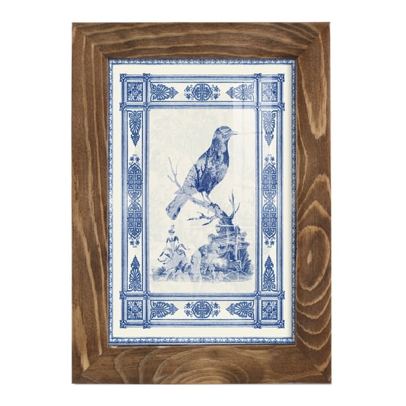 Toile de Jouy I -Framed Print w/glass-Walnut
