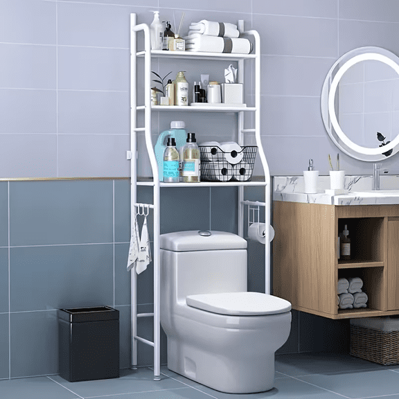 Toilet Above Storage Shelf - 3-Tier Shelf, Modern Minimalist Design, No Drilling Required, Installation Tools Included, A Must-Have for Home Life.