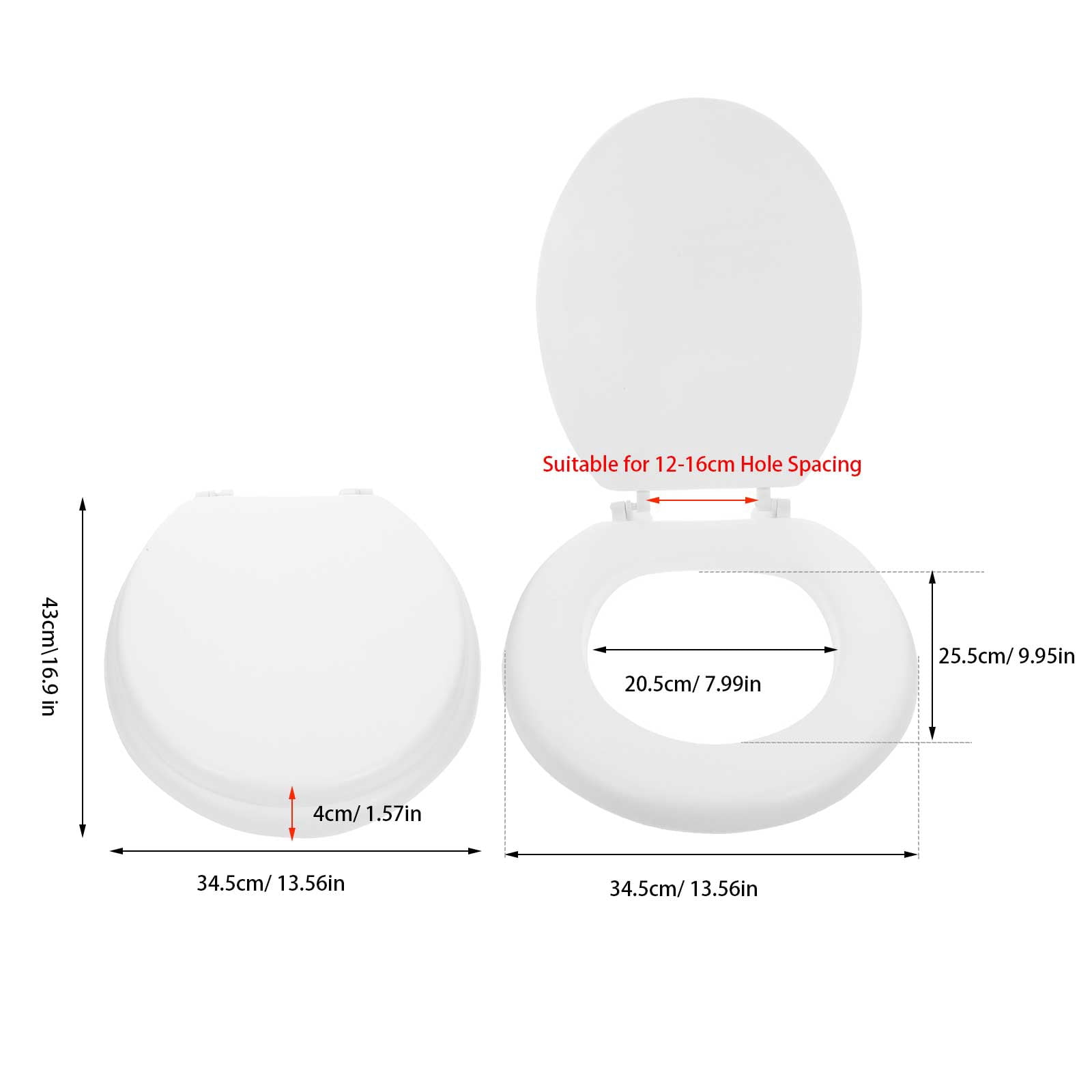 COMPUKAS Raised Toilet Seat for Seniors Foam White 1Pack 17.3x13.6x1.6in
