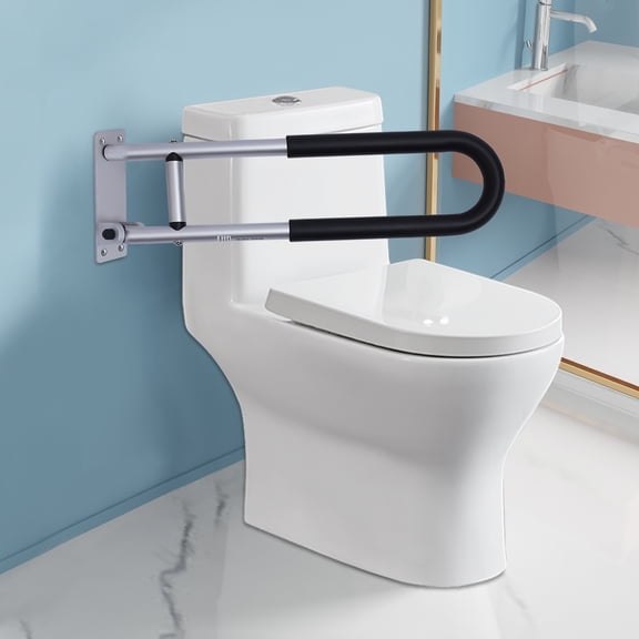 Toilet Aids Grab Bar Rails, Bathroom Safety Support Rail, Shower Handrail, Non-Slip Drop Down Toilet Support Frame Handle for Elderly Disabled Pregnant Bariatric, Wall Mounted Aluminium Alloy
