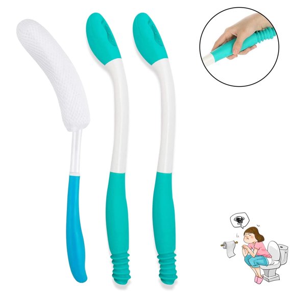 Toilet Aids for Wiping, 15.7" Self Wiping Assist Toilet Wand, Long Reach Comfort Bottom Wipe Helper, Bathroom Hygiene Toilet Tissue Self Wipe Assist Tools for Limited Mobility People,3Pcs