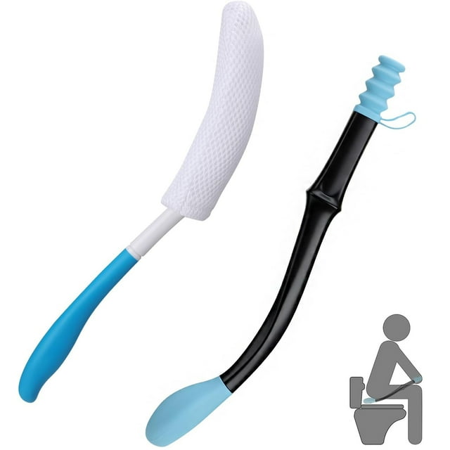 Toilet Aids for Wiping, 15" Long Reach Butt Wiper Bath Brush Set