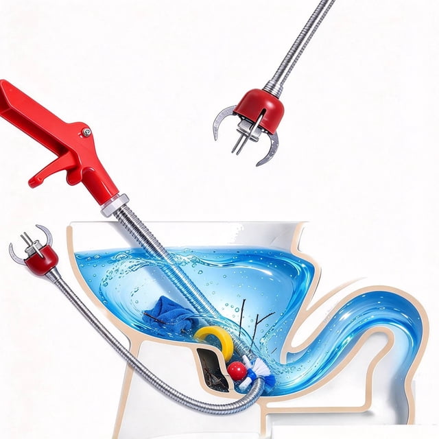 Toilet Auger Snake – 68In/ 4 Claw Heavy-Duty Drain Clog Remover for ...