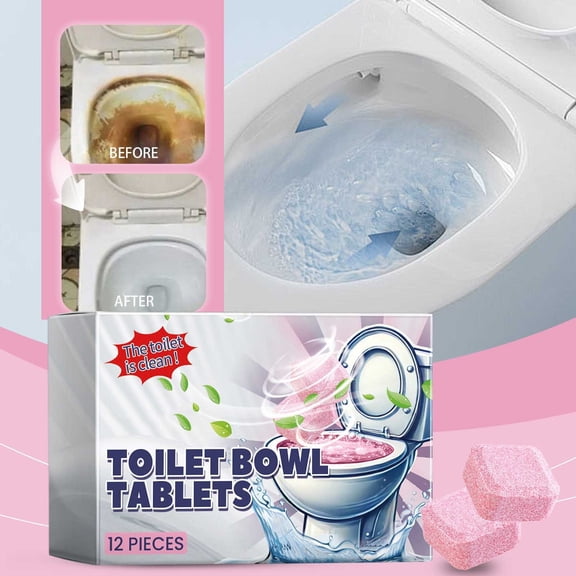Toilet Bleach Tablets,Toilet Tablets for Tank,Toilet Toilet Deodorizing,12pcs/Set Toilet Cleaning Tablets,Scent Bleach Cleaner Deodorizer Capsules for Tank Hard Water Stains(Pink 1IN)