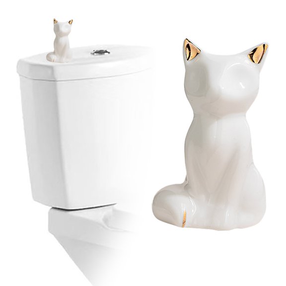 Toilet Bolt Covers Decorative Gold Ceramic Toilet Caps Decorative Bottom Screw Covers Shape of Fox Cute Animals for Home Bathroom Decor Easy Installation(1PC)