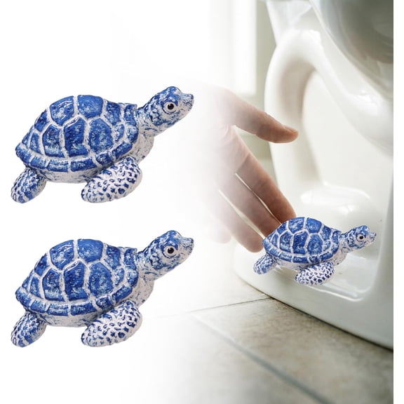 Toilet Bolt Covers Decorative (Set of 2), Blue & White Sea Turtle Bathroom Decor Screw Caps, Cute Ocean Coastal Figurine to Hide Toilet Floor Bolts