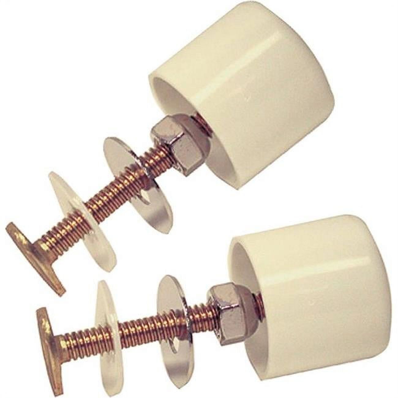 Toilet Bolt with Plastic ScrewOn Cap, 0.25 in. Solid Brass, White
