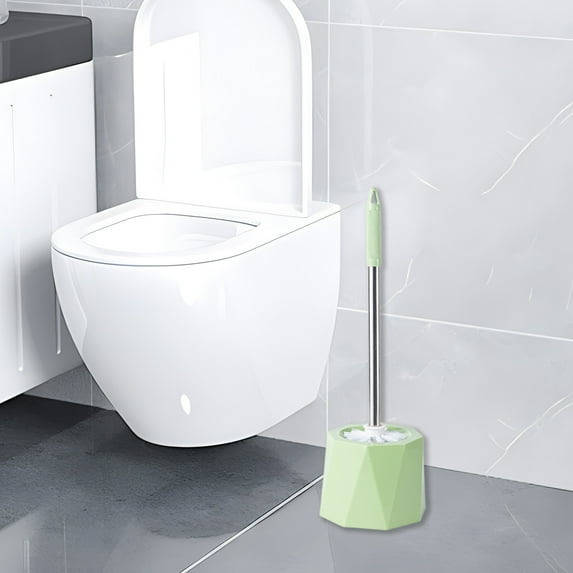 Toilet Bowl Brush and Compact Cleaner Set with Long Handle, Ergonomic Grip, Removable Water Storage, High Density Soft Bristles, Modern Design for Bathroom Organization Green