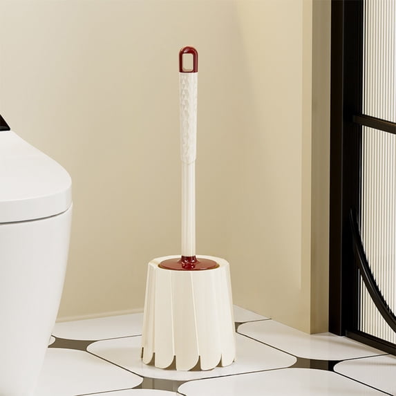 Toilet Bowl Brush - Compact Toilet Cleaner Brush Set with Ergonomic Handle and Hollow Drainage Base for Bathroom Cleaning,17.9 x 4.9 in,(Red), Ccwuwei