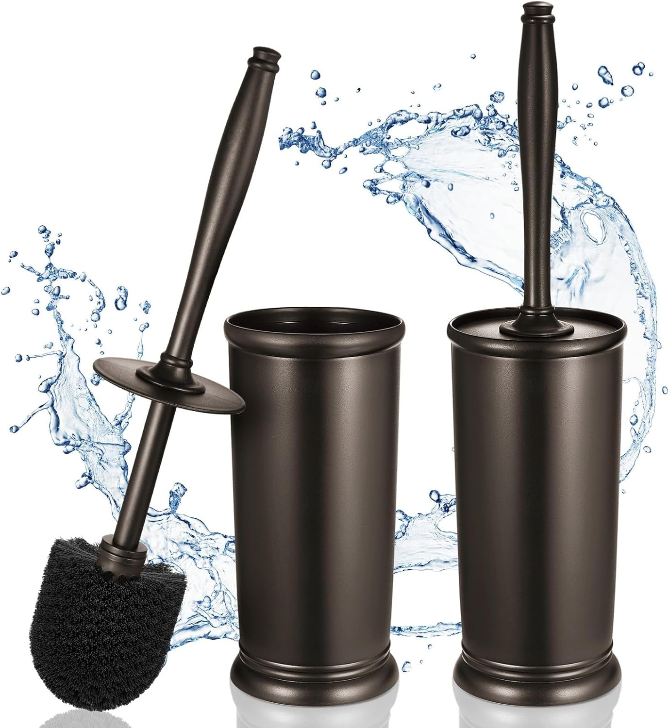 Toilet Bowl Brush Holder Set: 2 Pack Modern Deep Cleaning Bathroom ...