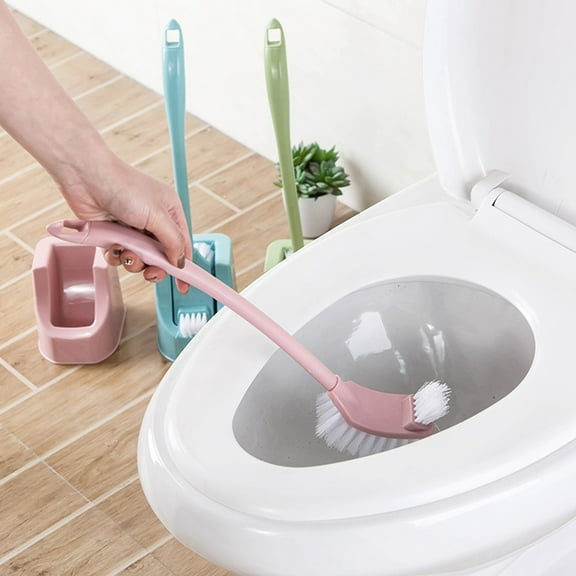 Toilet Bowl Brush Holder Set: Bathroom Deep Cleaning Toilet Cleaner Scrubber Under Rim with Curved Bristle for Dead Corner Clean - Hidden Rv Toilet Decorative Accessories with Caddy, 4.13x4.69x16.77"