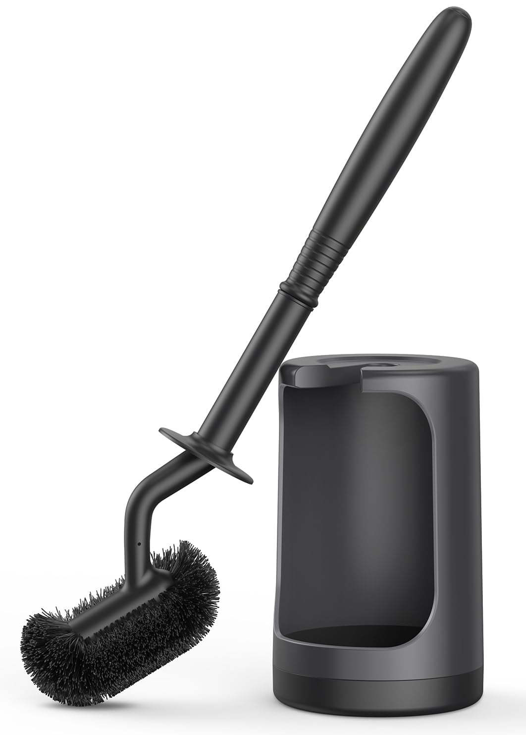 Toilet Bowl Brush Holder Set: Curved Design with Holder for Deep Cleaning Under Rim - Compact Hidden Scrubber for Small Space - Modern RV Bathroom Accessories