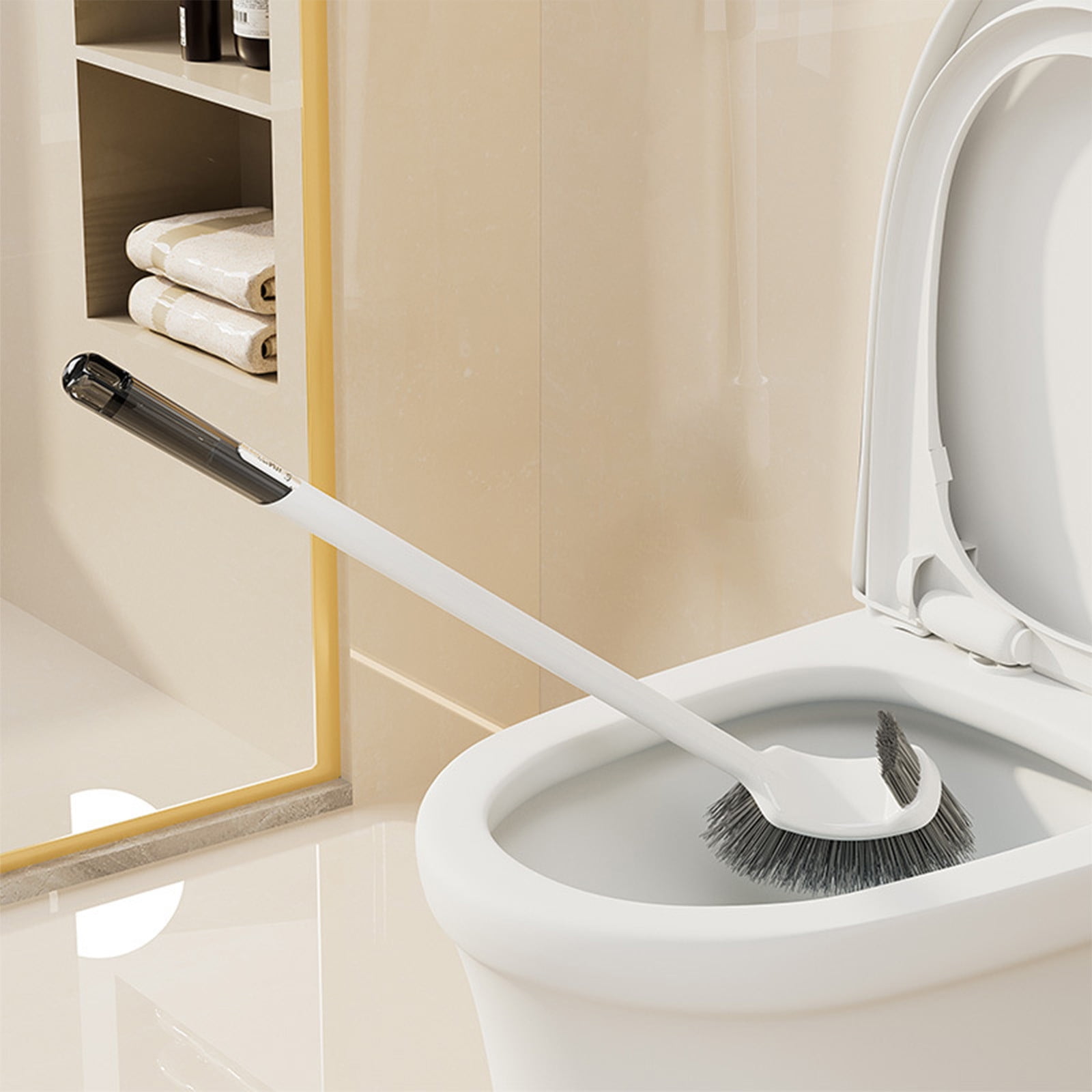 Toilet Bowl Brush with Multiple Heads,Rubber and Slit Brushes for ...