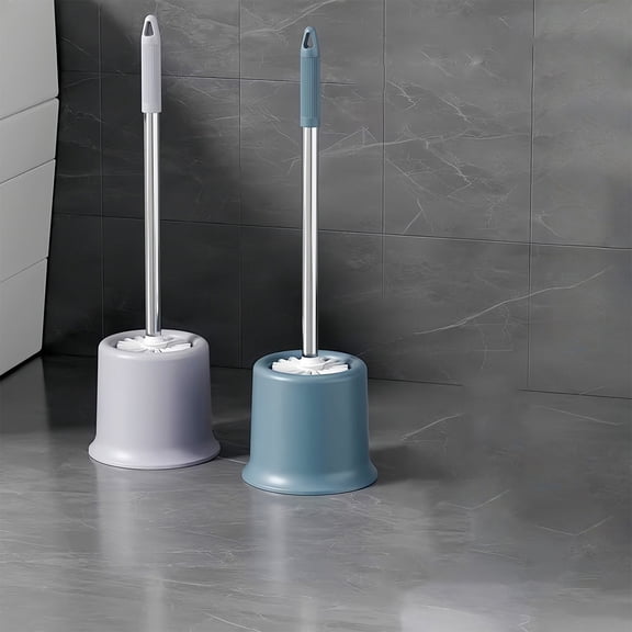 Toilet Bowl Brush Set | Compact Ergonomic Handle | Soft Bristle Non-Scratch Cleaner | Plastic Holder | For Bathroom Toilet Sink Bathtub | Space-Saving Design | Fast-Drying Drainage | 1 Piece 17.9 x