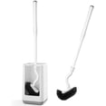thumbnail image 1 of Toilet Bowl Brush and Holder Set: 1x Holder, 2x Toilet Brushes with Curved Long Handle for Bathroom Deep Clean Stiff Bristles White, 1 of 8