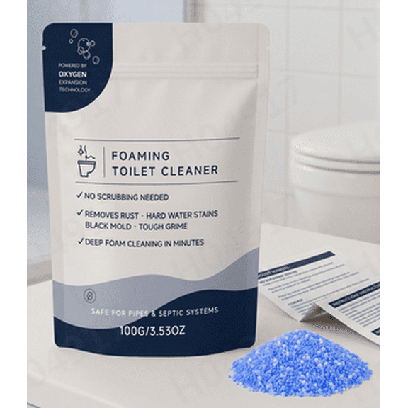 Toilet Bowl Cleaner, Foaming Powder for Deep Cleaning & Stain Remover, Easy Bathroom Use, Splash-Free, Foaming Cleaning Powder for multi-family household application 1pcs