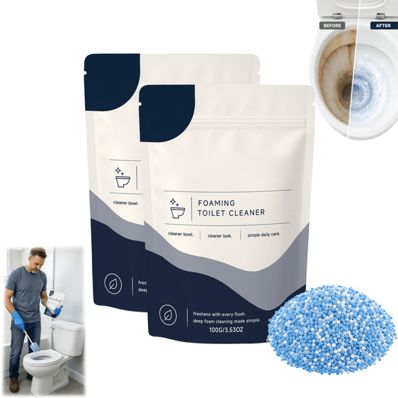 Toilet Bowl Cleaner, Foaming Powder for Deep Cleaning & Stain Remover, No Scrubbing, Splash-Free, Easy Bathroom Use, Fast-Acting, Powerful, Easy Flush