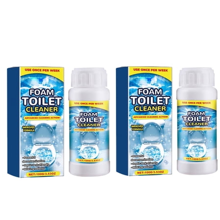 Toilet Bowl Cleaner Powerful Decontamination Deep Penetration | Deodorizing Formula | Safe Non-Toxic Ingredients | Stain Removal | 2 Pack Bottles | 100g Each